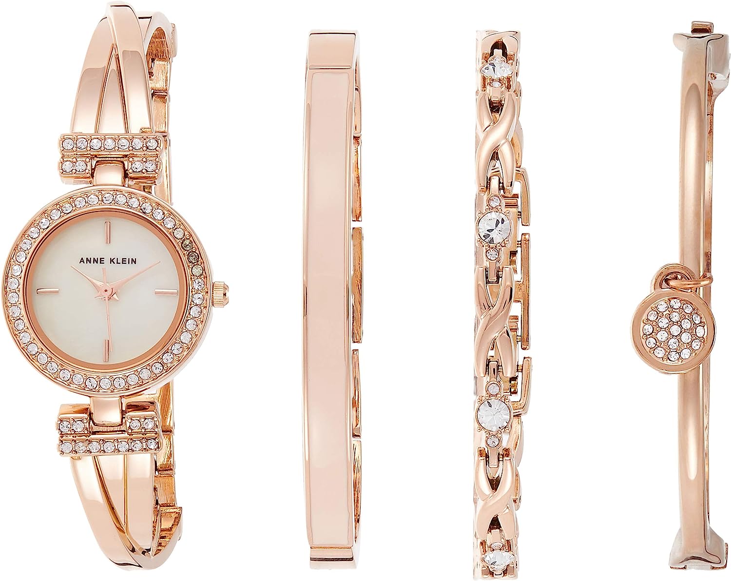 230816043811393_1 Anne Klein Women's Premium Crystal Accented Bangle Watch and Bracelet Set, AK/2238 - Image 1